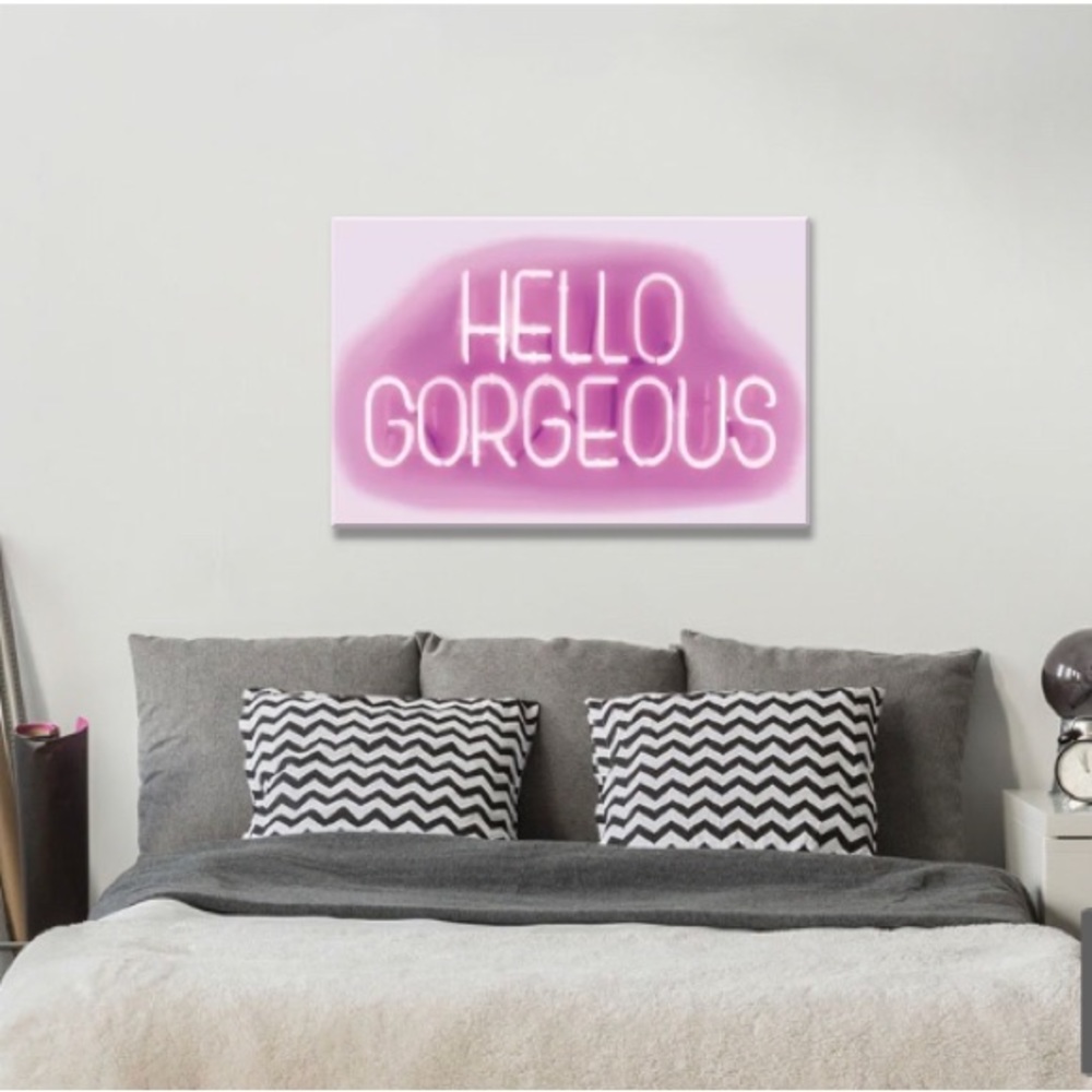 Neon pink “Hello Gorgeous”  canvas art